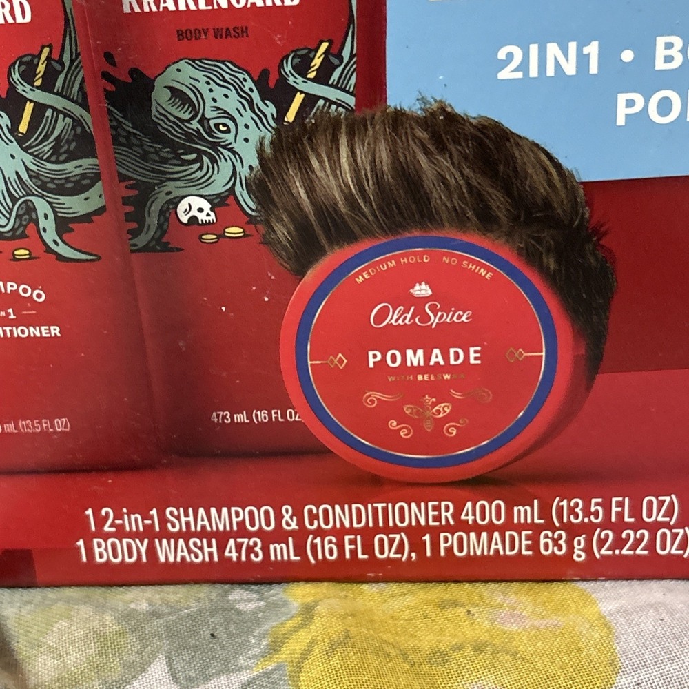 Old Spice Krakengard 3 Pc Body Care Gift Set NEW Shampoo Body Wash Pomade